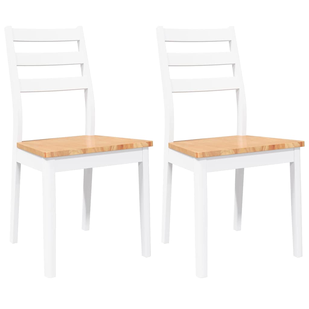 Chaises à manger 2 pcs blanc bois massif caoutchouc