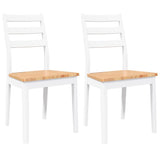 Chaises à manger 2 pcs blanc bois massif caoutchouc