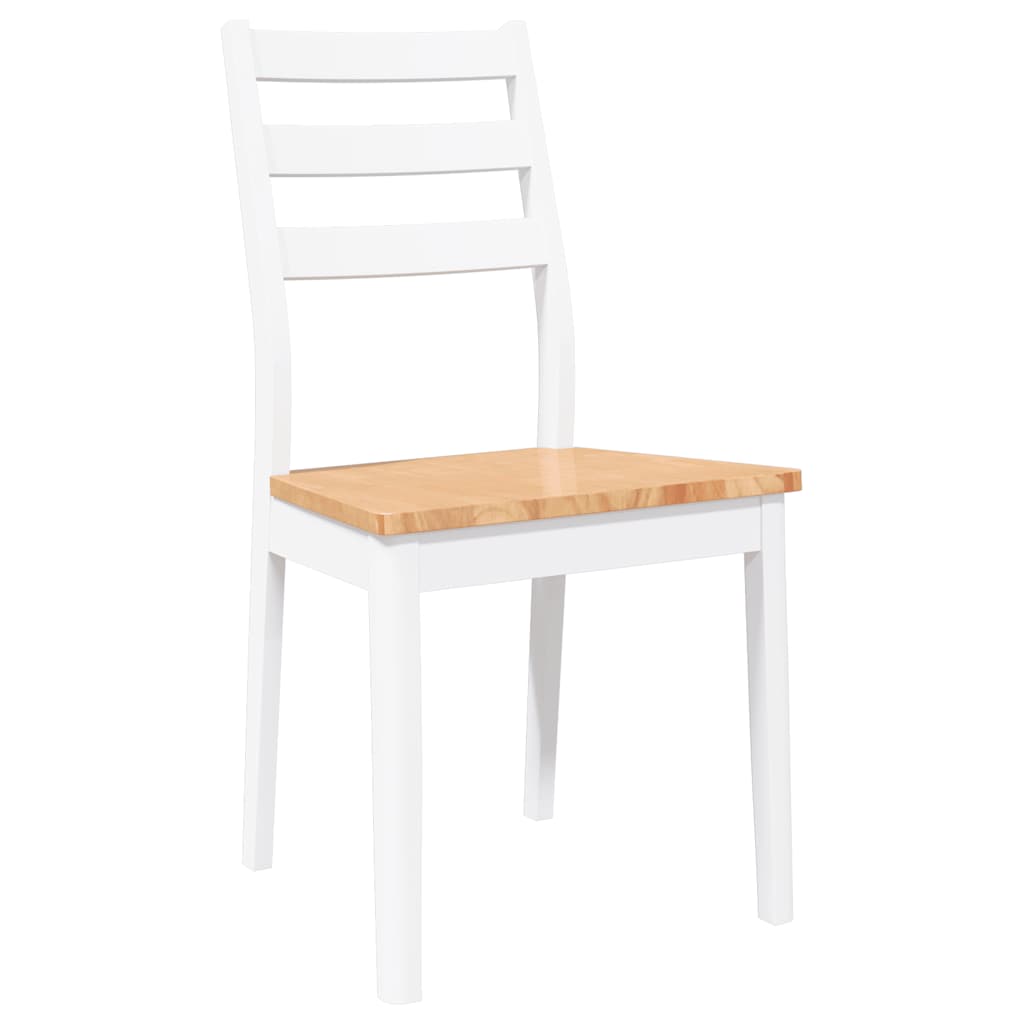 Chaises à manger 2 pcs blanc bois massif caoutchouc