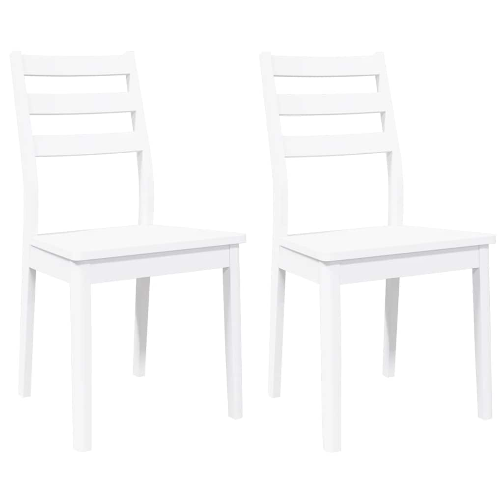 Chaises à manger 2 pcs blanc bois massif caoutchouc