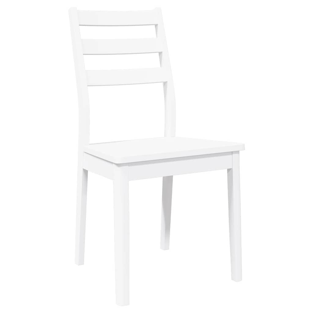 Chaises à manger 2 pcs blanc bois massif caoutchouc