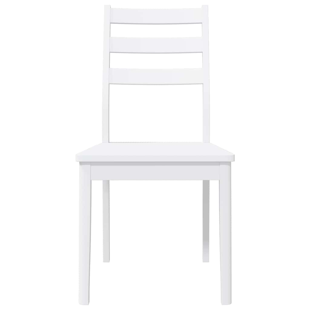 Chaises à manger 2 pcs blanc bois massif caoutchouc