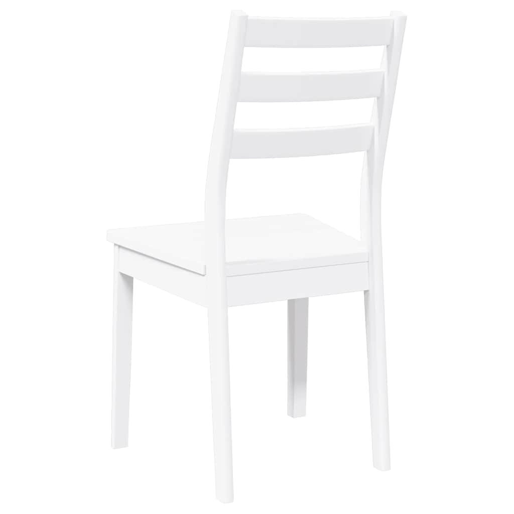 Chaises à manger 2 pcs blanc bois massif caoutchouc