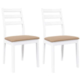 Chaises à manger coussins 2 pcs blanc bois massif caoutchouc