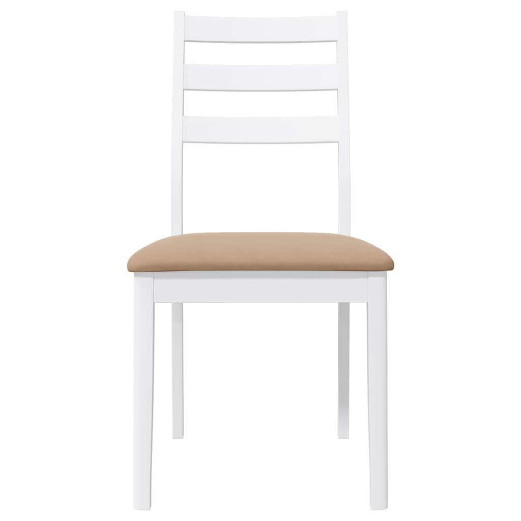 Chaises à manger coussins 2 pcs blanc bois massif caoutchouc