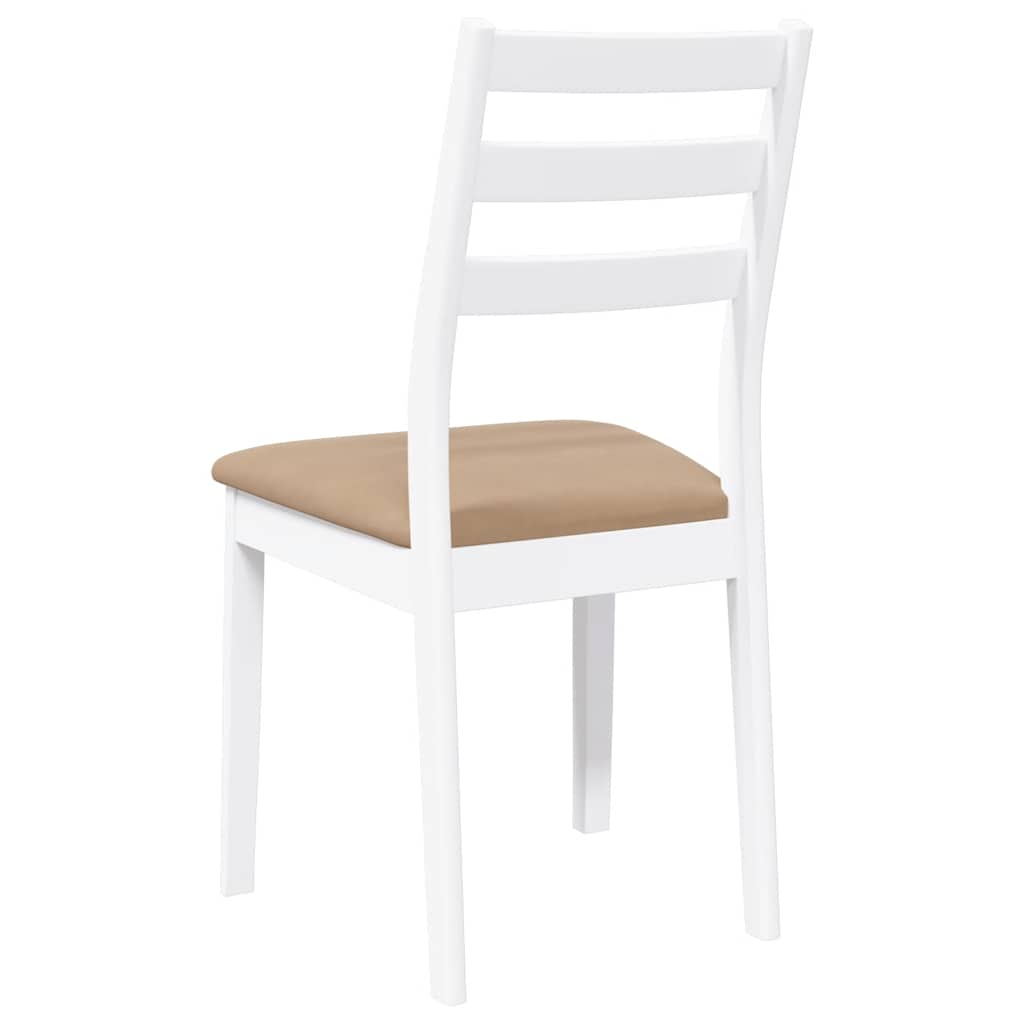 Chaises à manger coussins 2 pcs blanc bois massif caoutchouc