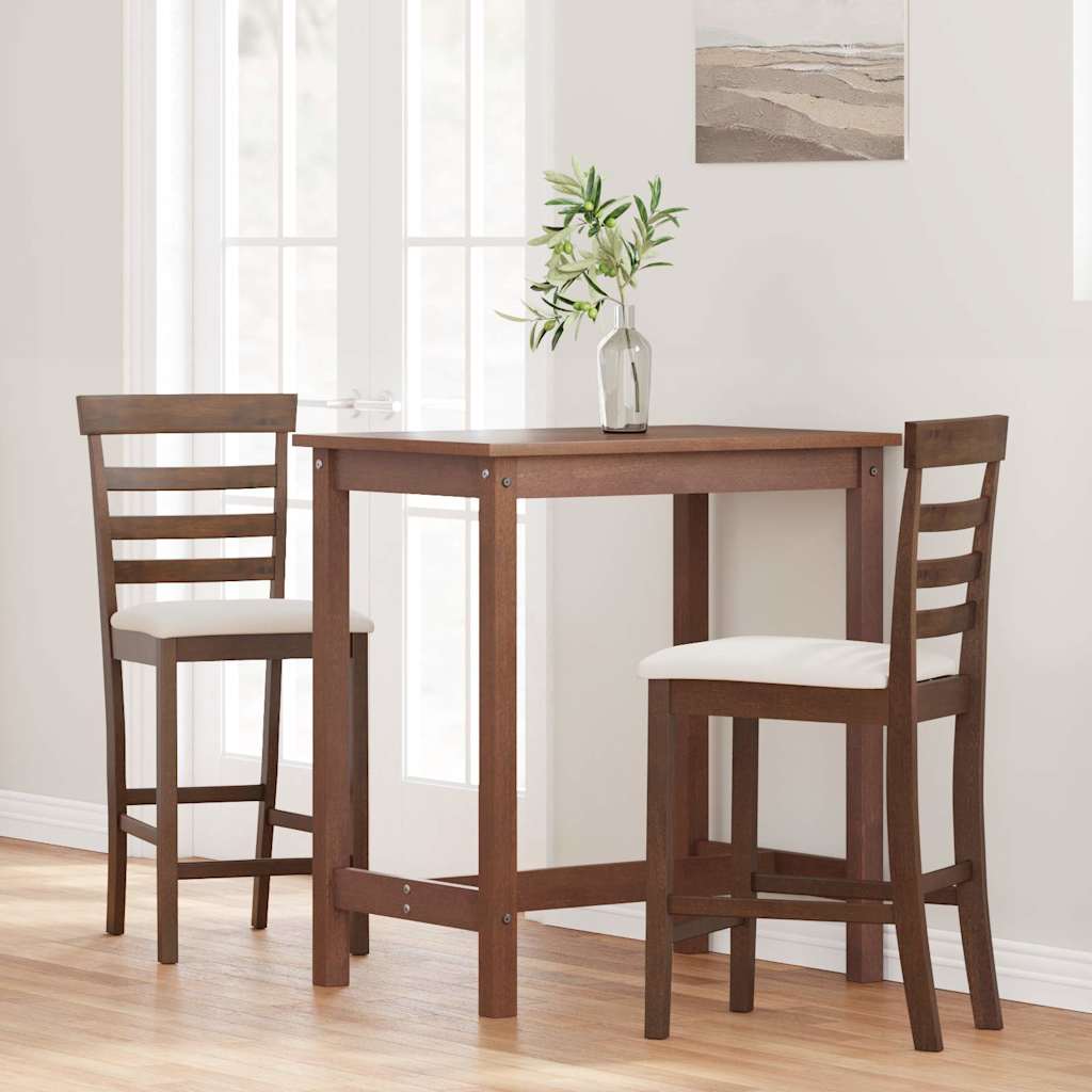 Tabourets de bar avec coussins 2 pcs marron bois massif d'hévéa