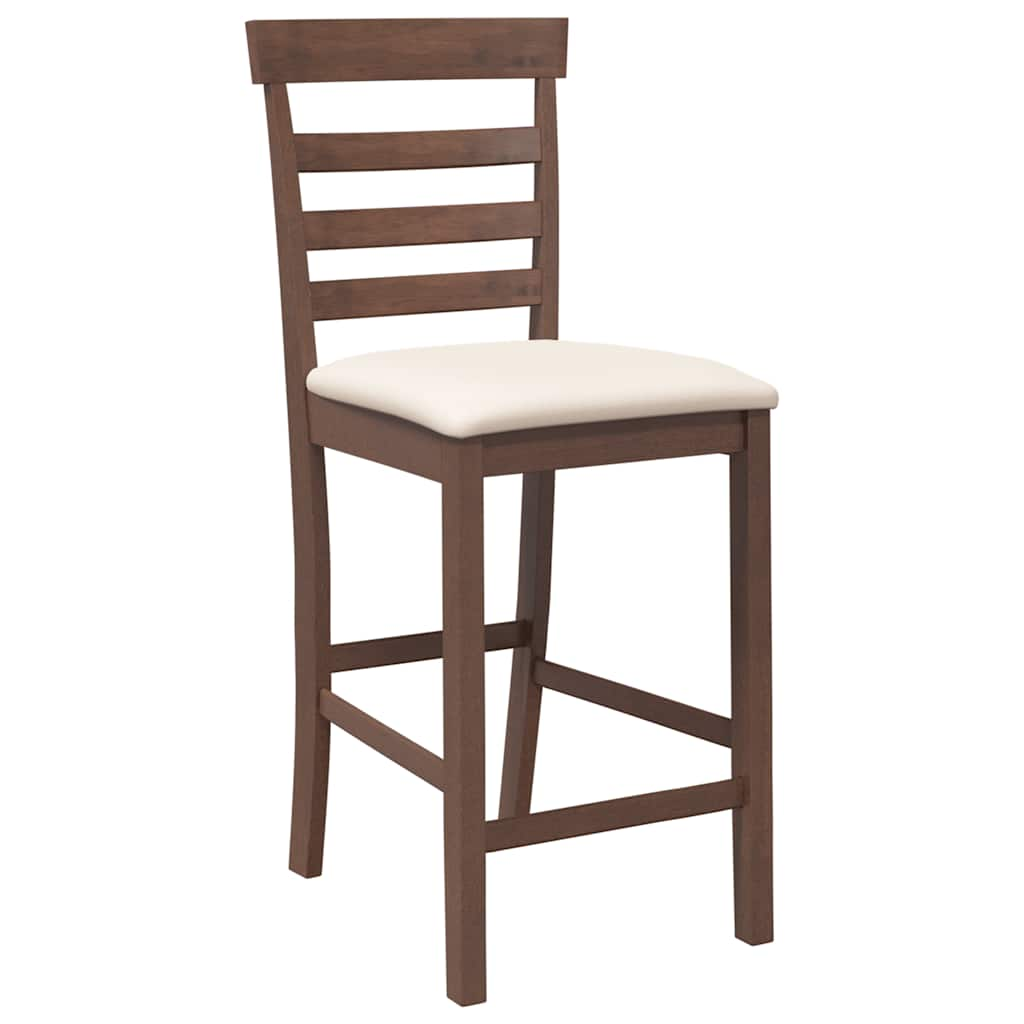 Tabourets de bar avec coussins 2 pcs marron bois massif d'hévéa