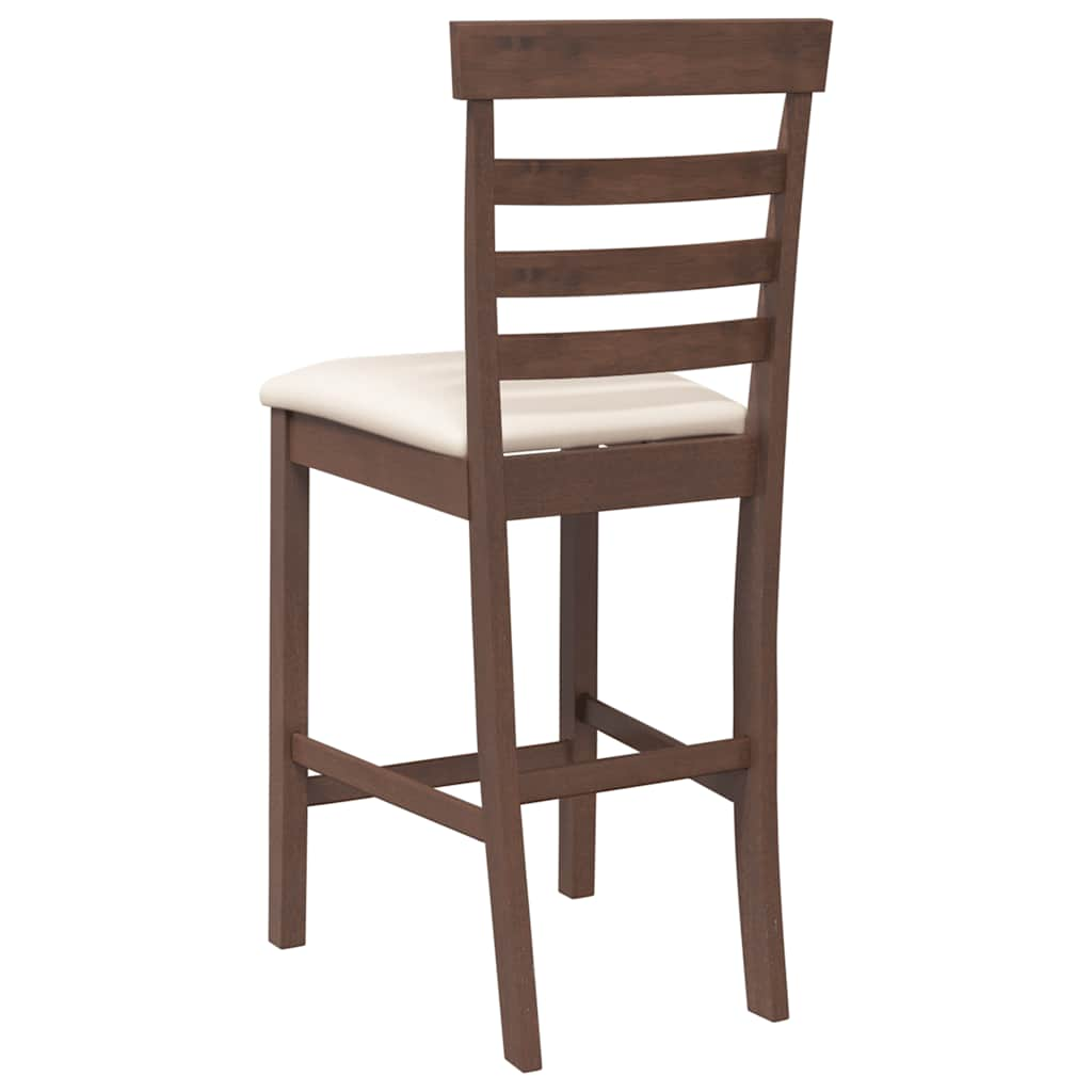 Tabourets de bar avec coussins 2 pcs marron bois massif d'hévéa