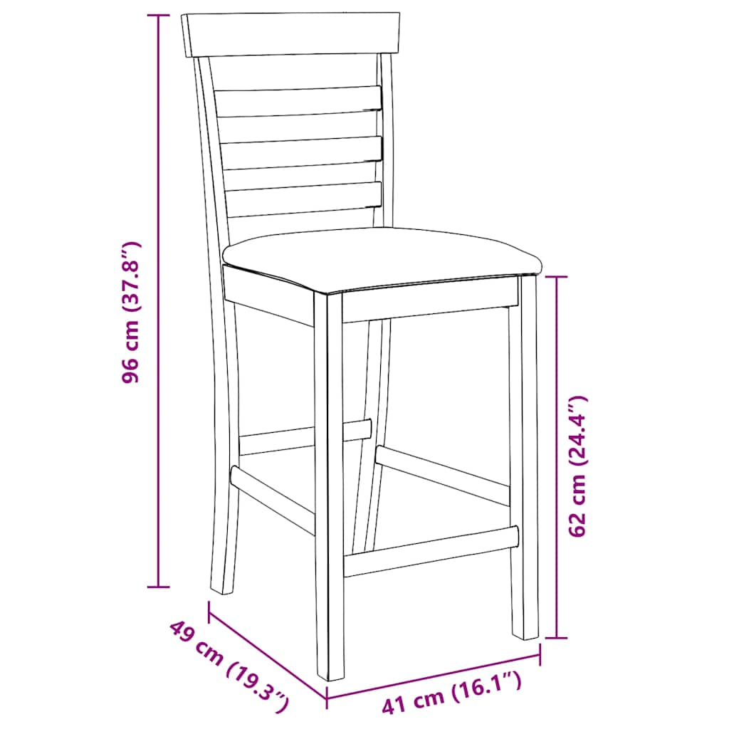 Tabourets de bar avec coussins 2 pcs marron bois massif d'hévéa