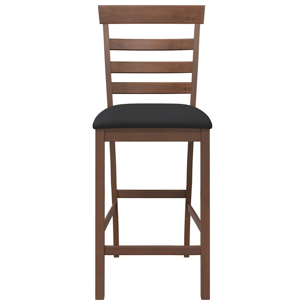 Tabourets de bar avec coussins 2 pcs marron bois massif d'hévéa