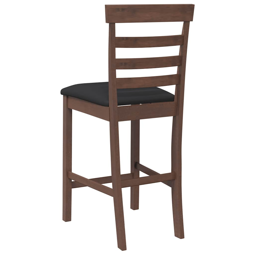 Tabourets de bar avec coussins 2 pcs marron bois massif d'hévéa