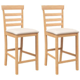 Tabourets de bar avec coussins 2pcs naturel bois massif d'hévéa