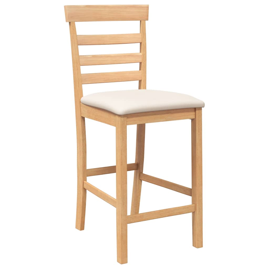 Tabourets de bar avec coussins 2pcs naturel bois massif d'hévéa