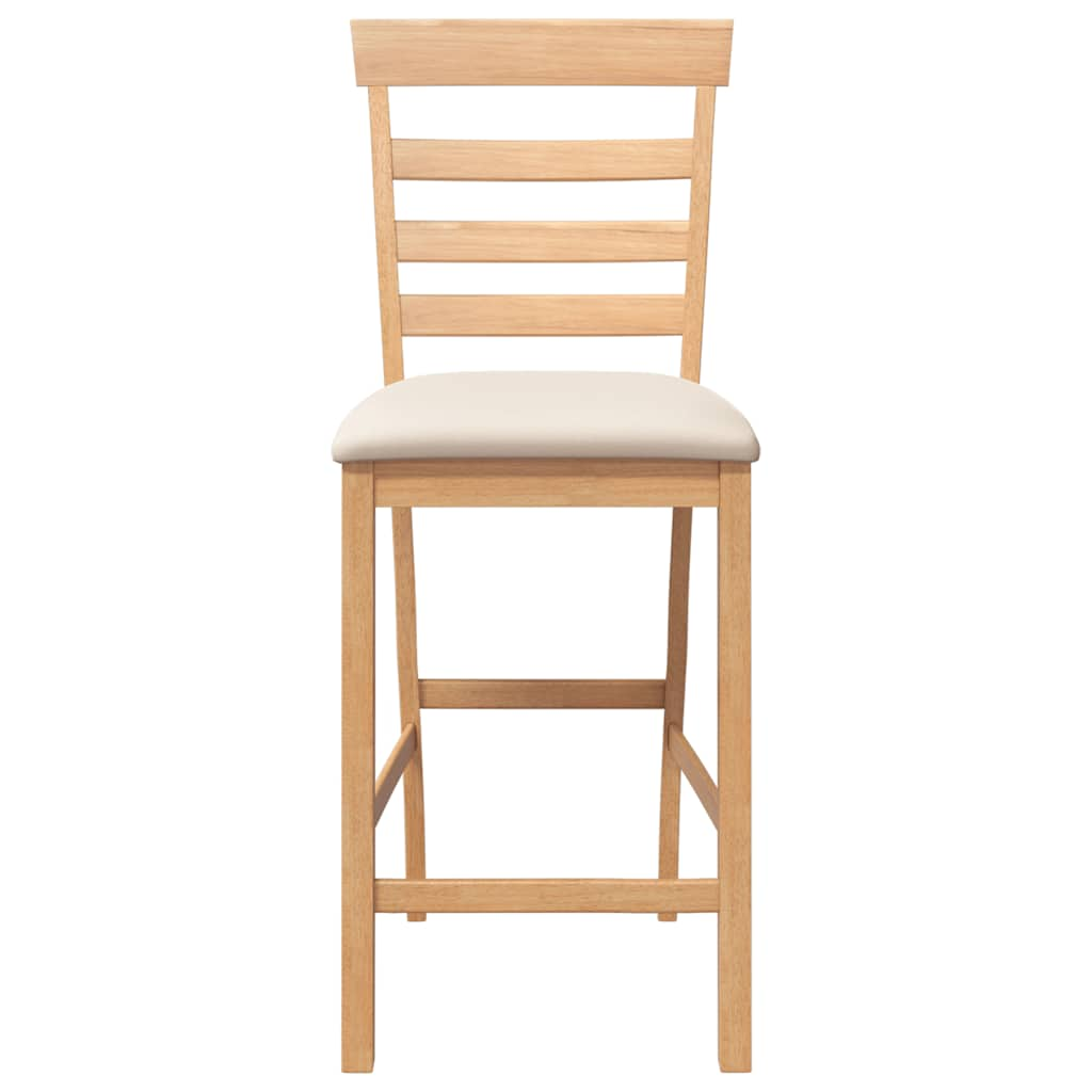 Tabourets de bar avec coussins 2pcs naturel bois massif d'hévéa