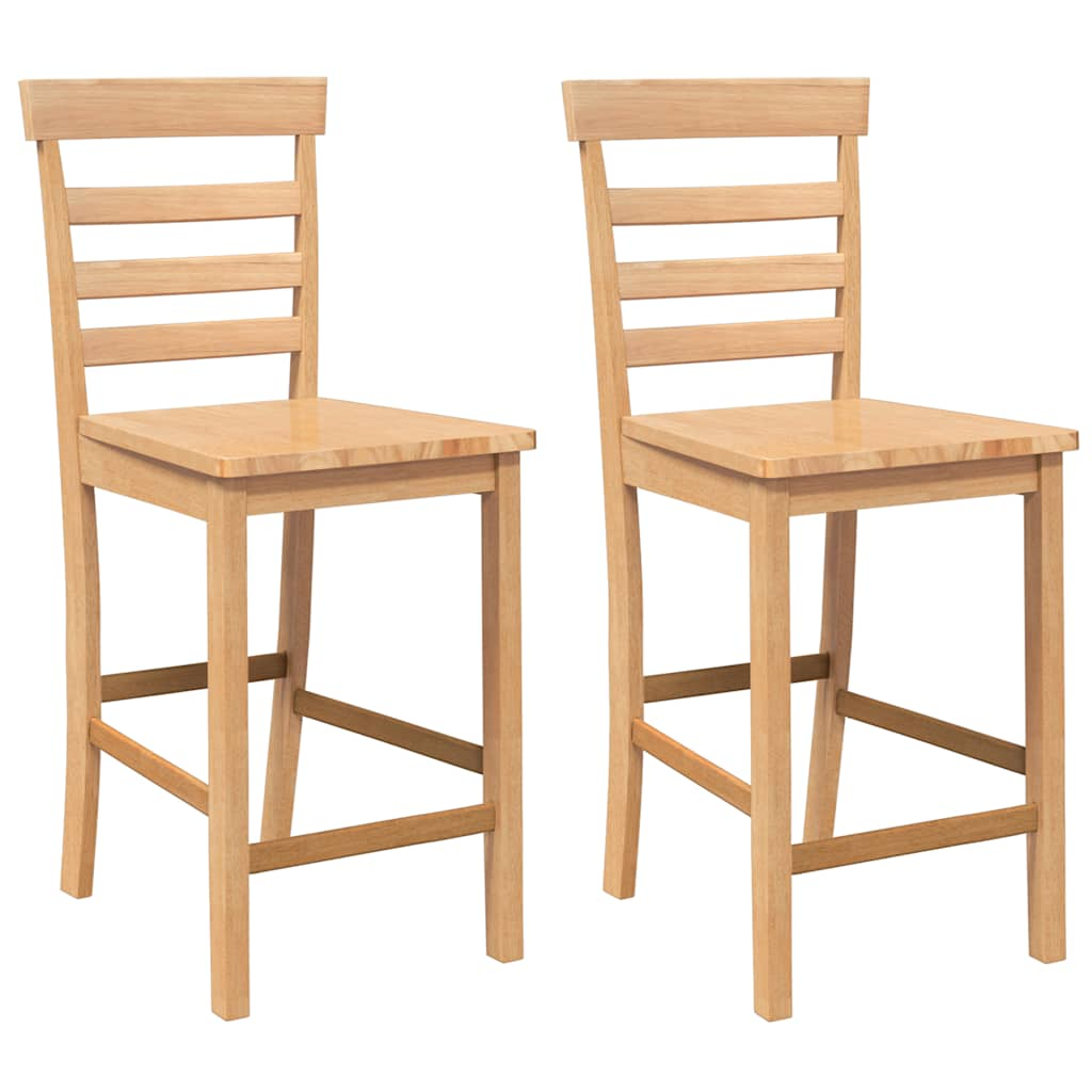 Tabourets de bar 2 pcs naturel bois massif d'hévéa