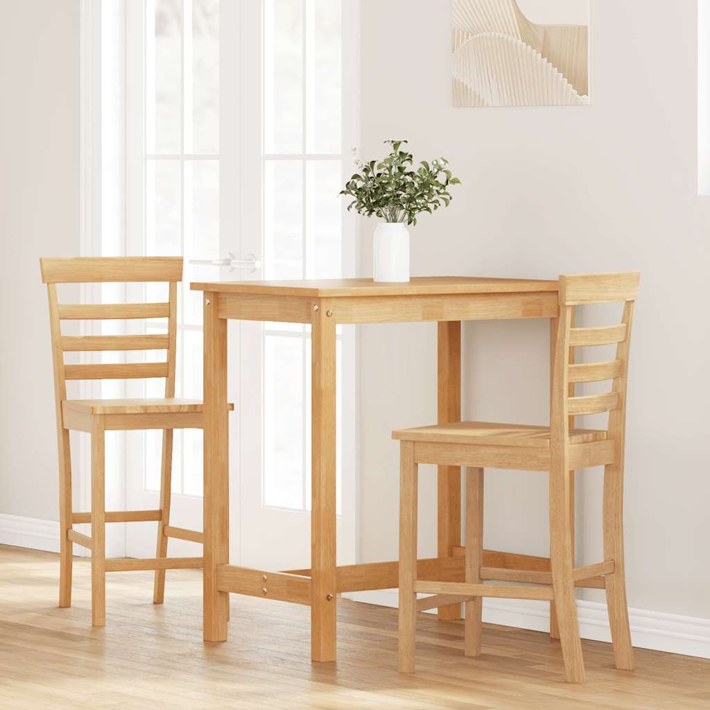 Tabourets de bar 2 pcs naturel bois massif d'hévéa