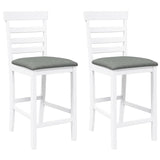 Tabourets de bar avec coussins 2 pcs blanc bois massif d'hévéa