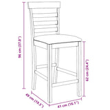 Tabourets de bar avec coussins 2 pcs blanc bois massif d'hévéa