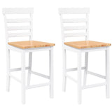 Tabourets de bar 2 pcs blanc bois massif d'hévéa