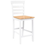 Tabourets de bar 2 pcs blanc bois massif d'hévéa