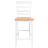 Tabourets de bar 2 pcs blanc bois massif d'hévéa