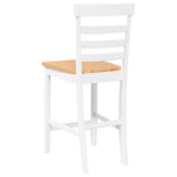 Tabourets de bar 2 pcs blanc bois massif d'hévéa