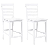 Tabourets de bar 2 pcs blanc bois massif d'hévéa