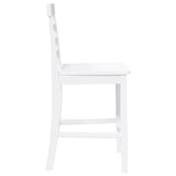 Tabourets de bar 2 pcs blanc bois massif d'hévéa