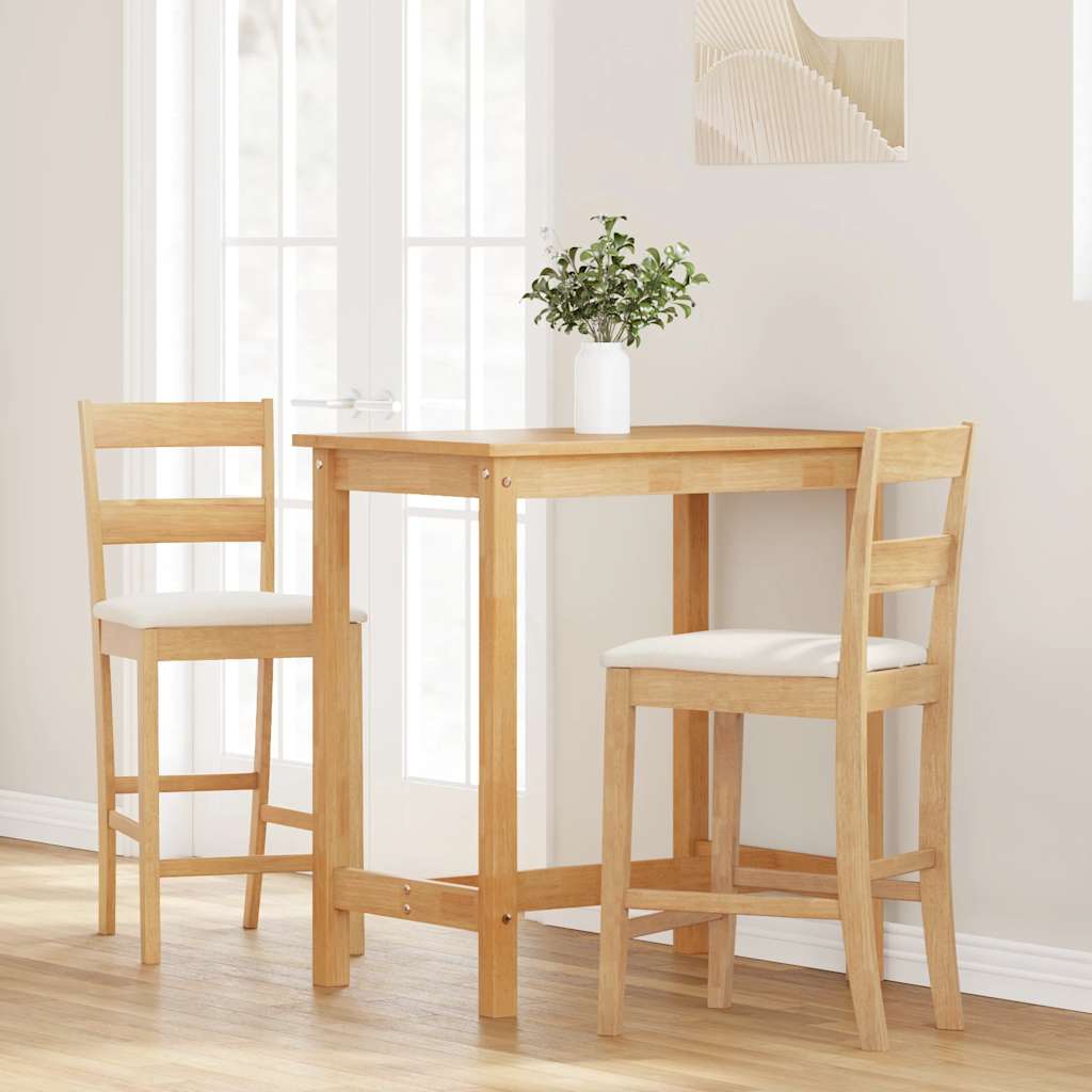 Tabourets de bar avec coussins 2pcs naturel bois massif d'hévéa