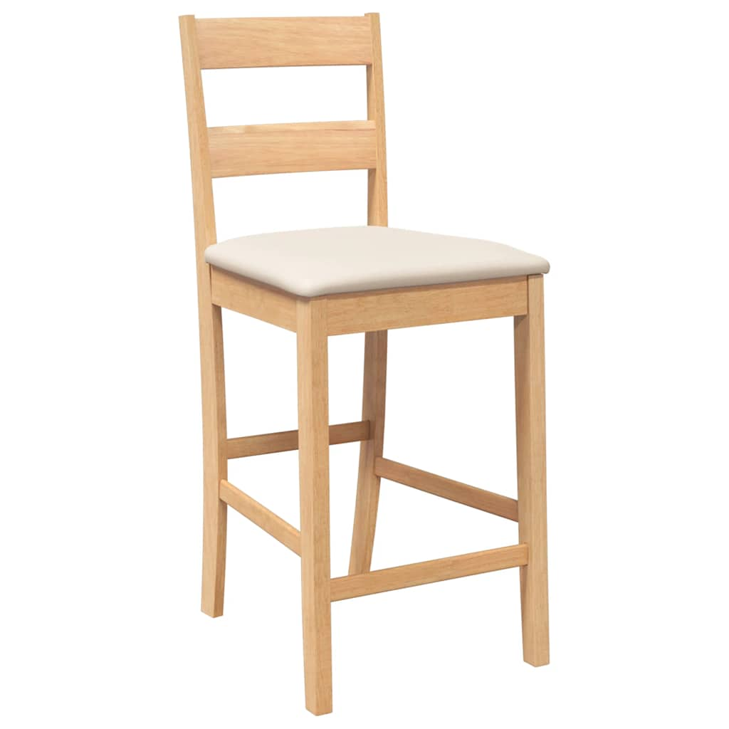 Tabourets de bar avec coussins 2pcs naturel bois massif d'hévéa