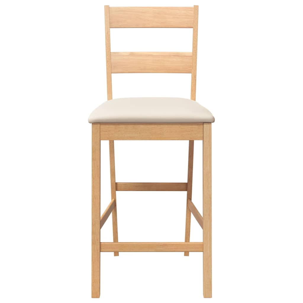 Tabourets de bar avec coussins 2pcs naturel bois massif d'hévéa