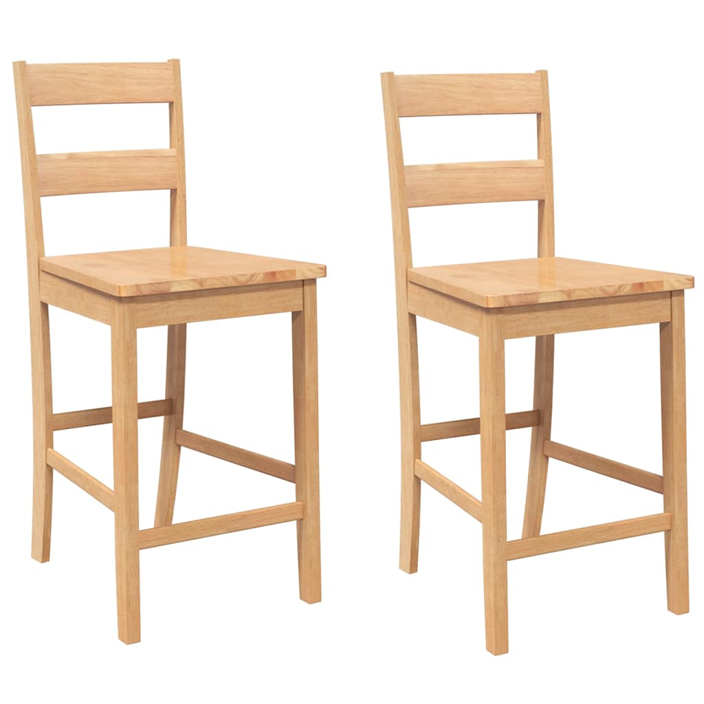 Tabourets de bar 2 pcs naturel bois massif d'hévéa