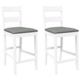 Tabourets de bar avec coussins 2 pcs blanc bois massif d'hévéa