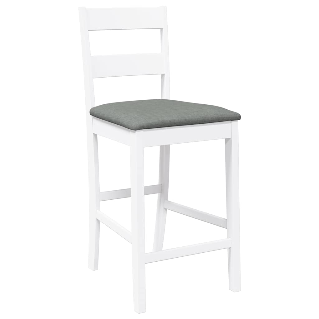 Tabourets de bar avec coussins 2 pcs blanc bois massif d'hévéa