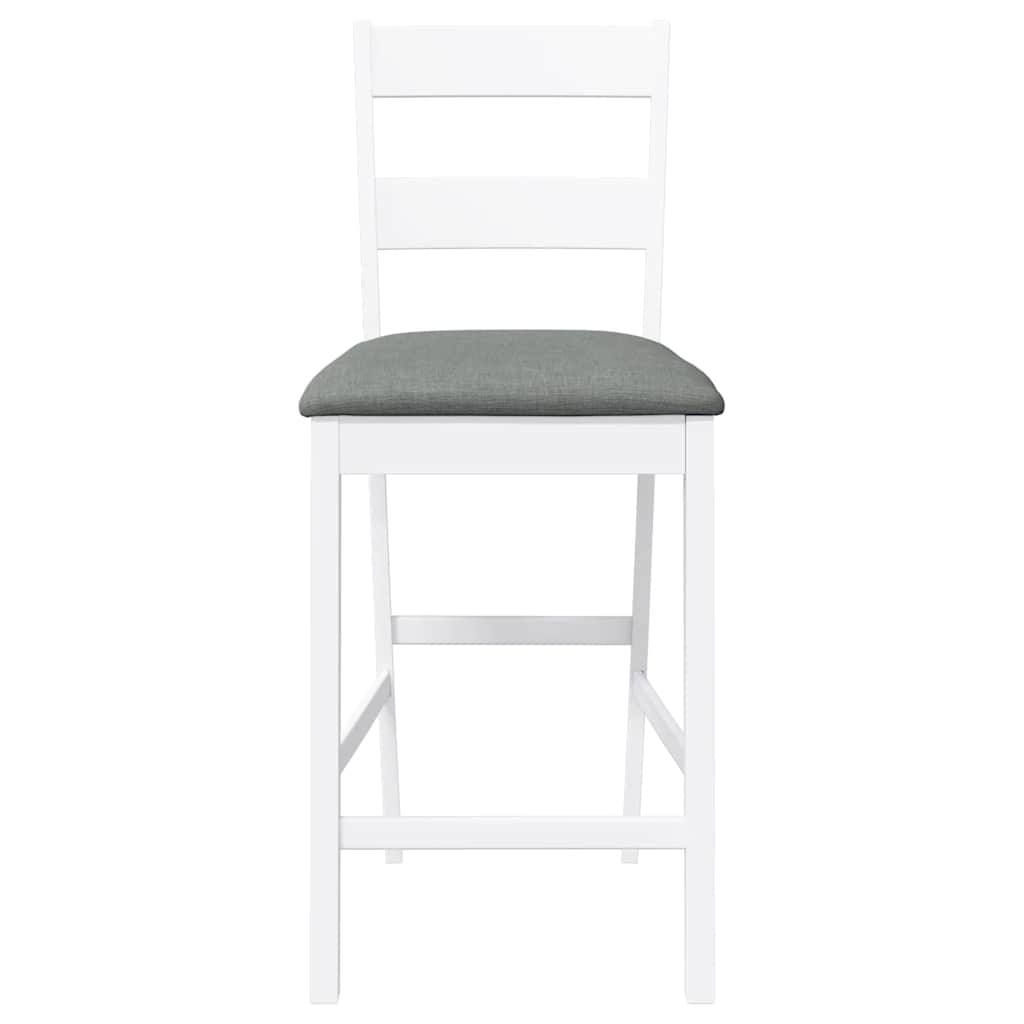 Tabourets de bar avec coussins 2 pcs blanc bois massif d'hévéa