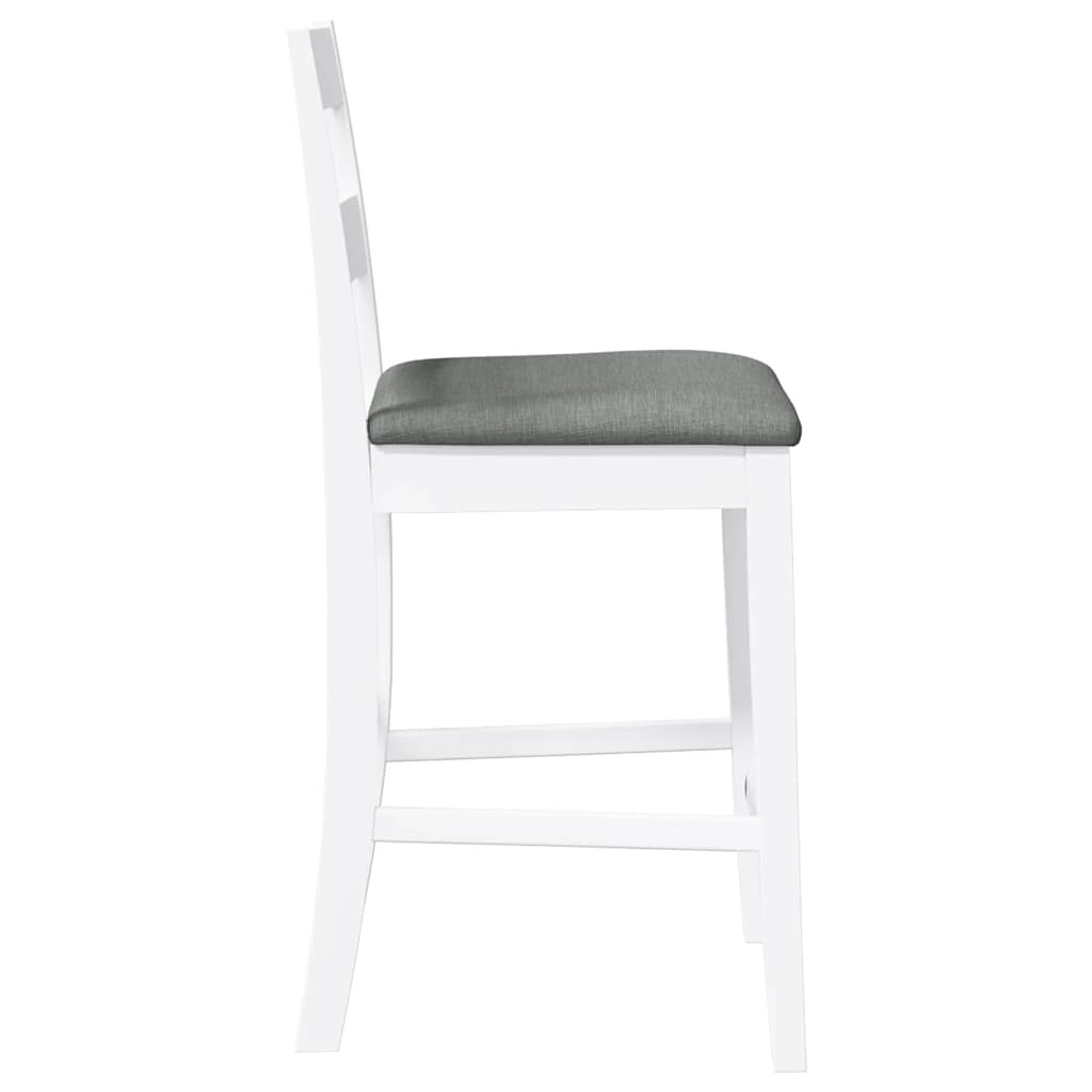 Tabourets de bar avec coussins 2 pcs blanc bois massif d'hévéa