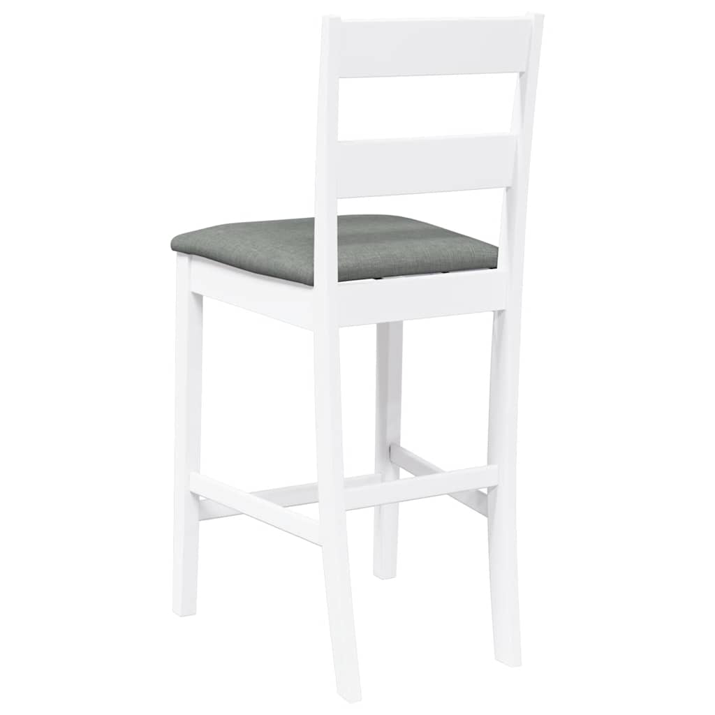 Tabourets de bar avec coussins 2 pcs blanc bois massif d'hévéa