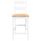 Tabourets de bar 2 pcs blanc bois massif d'hévéa