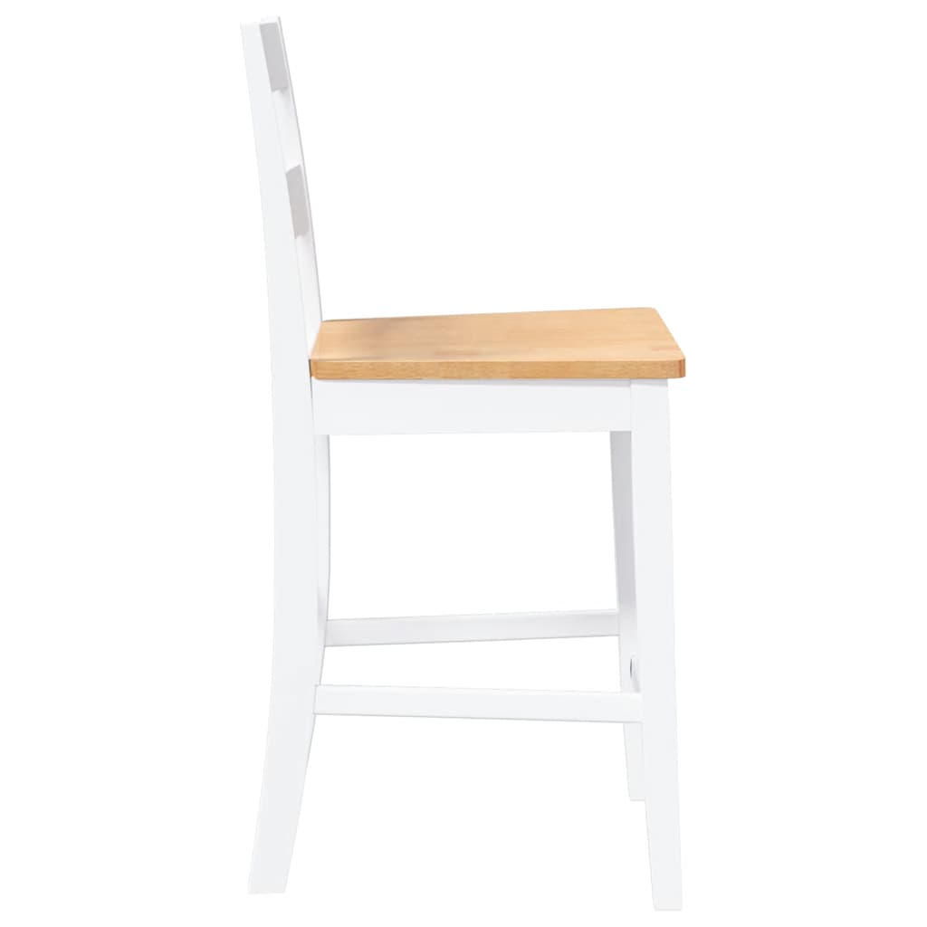 Tabourets de bar 2 pcs blanc bois massif d'hévéa