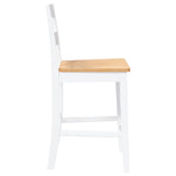 Tabourets de bar 2 pcs blanc bois massif d'hévéa