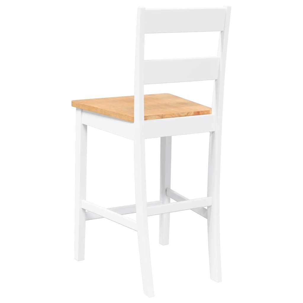 Tabourets de bar 2 pcs blanc bois massif d'hévéa