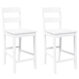 Tabourets de bar 2 pcs blanc bois massif d'hévéa