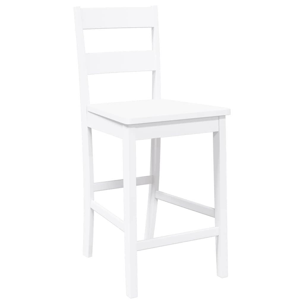 Tabourets de bar 2 pcs blanc bois massif d'hévéa