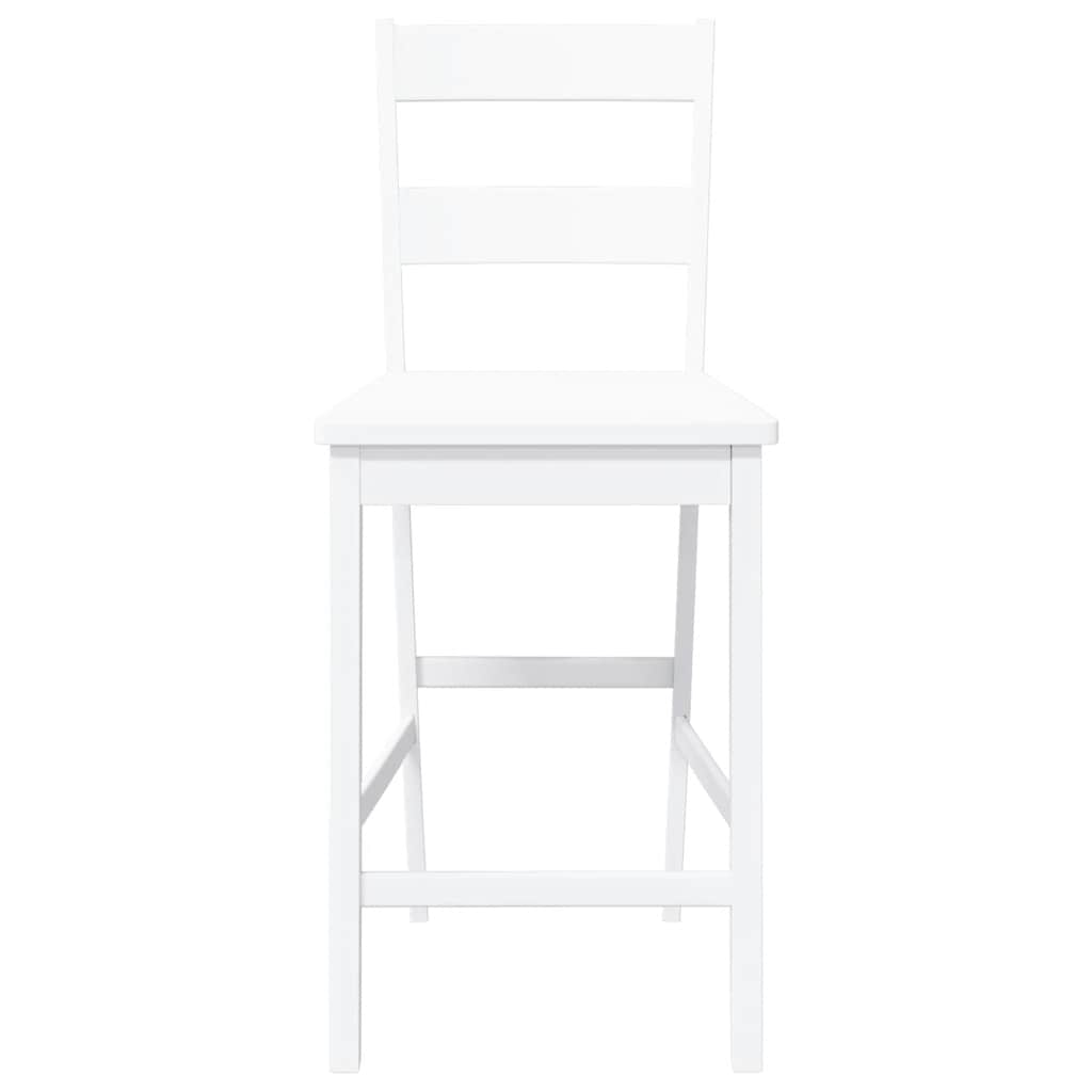 Tabourets de bar 2 pcs blanc bois massif d'hévéa