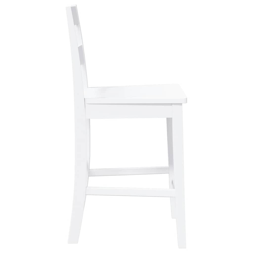 Tabourets de bar 2 pcs blanc bois massif d'hévéa