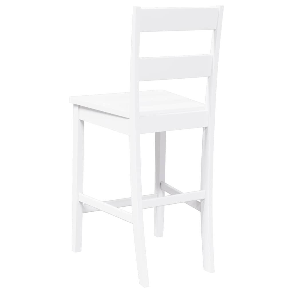 Tabourets de bar 2 pcs blanc bois massif d'hévéa