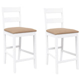 Tabourets de bar avec coussins 2 pcs blanc bois massif d'hévéa