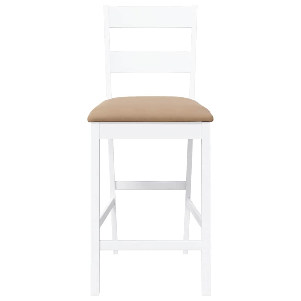 Tabourets de bar avec coussins 2 pcs blanc bois massif d'hévéa