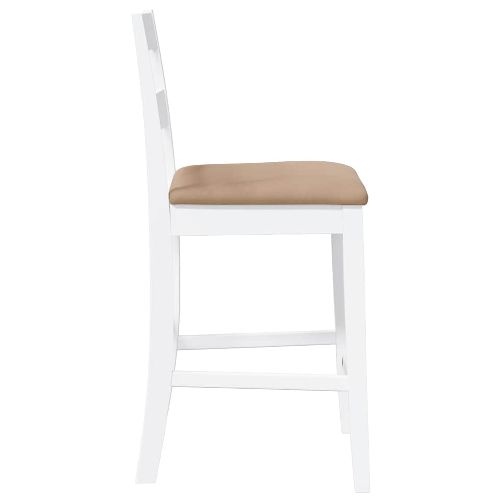 Tabourets de bar avec coussins 2 pcs blanc bois massif d'hévéa